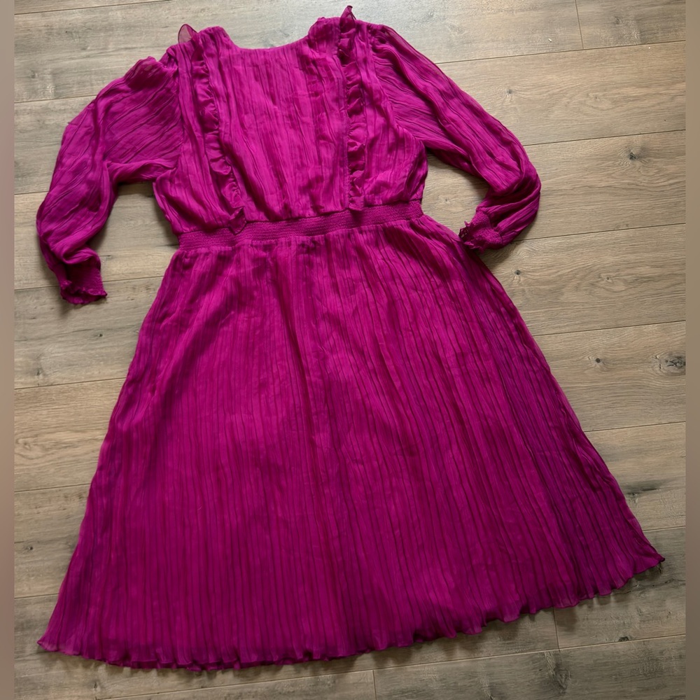 Eloquii Vibrant Fuchsia Long Sleeve Dress - Picture 6 of 6